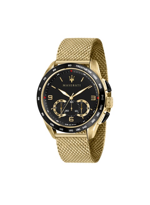 Maserati Men's Traguardo Analog Display Analog Quartz Gold Tone Black Dial Watch - R8873612010