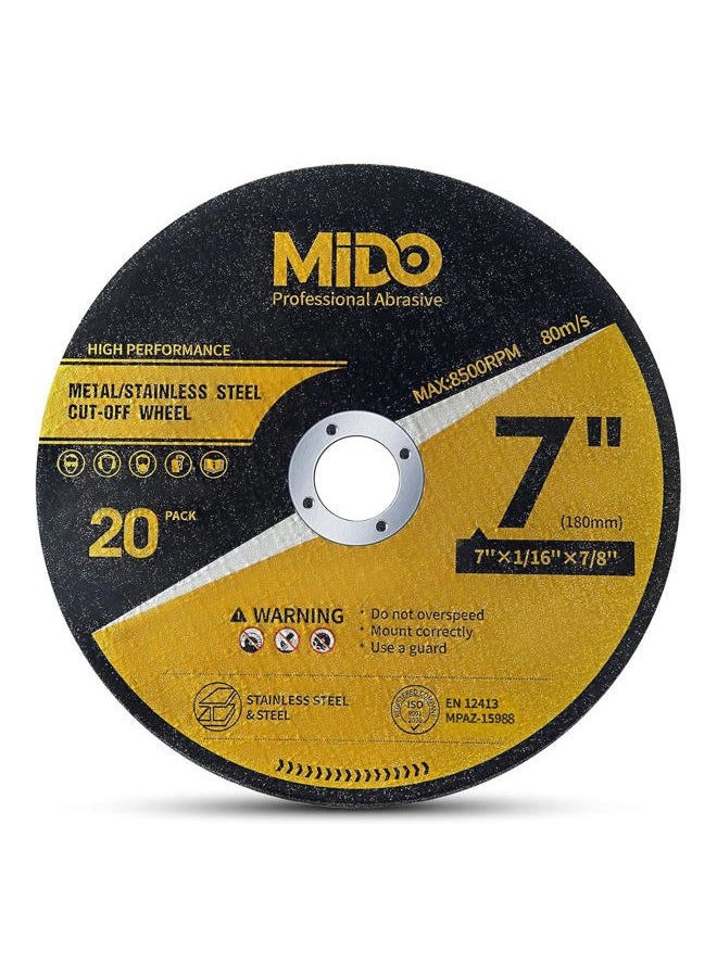 MIDO Professional Abrasive عجلات قطع ميدو الاحترافية 20 حزمة 7 بوصة - Image 1