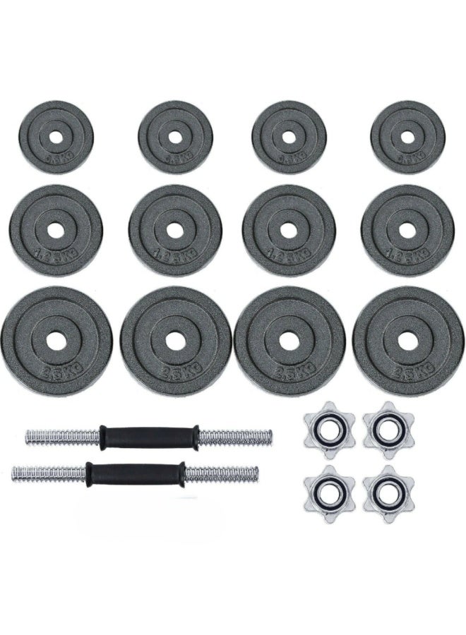 ENDLESS  20 Kg ( 44 Lb ) Cast Iron Adjustable Dumbbell Set (4*2.5Kg , 4*1.25Kg , 4*0.5Kg , 2*1.5Kg Dumbell Rods with 4 Spinlocks) | Black | Perfect For Bodybuilding, Fitness, Weight Lifting And Training At Home Or Gym - Image 2