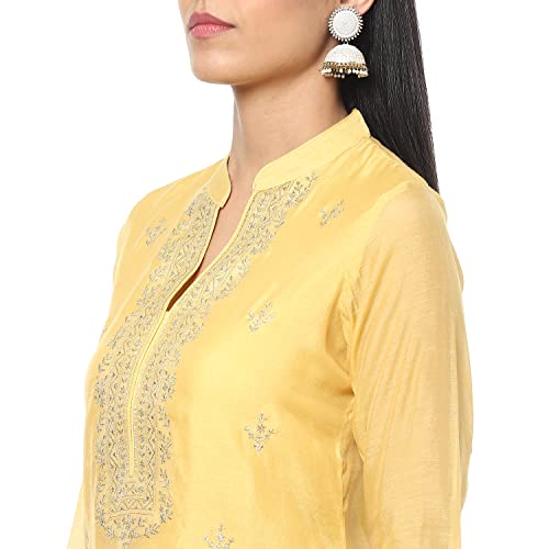 Biba Women Polyester Blend Embroidery Salwar Kurta Dupatta(Skdassorted8491_Yellow_32) - Image 5