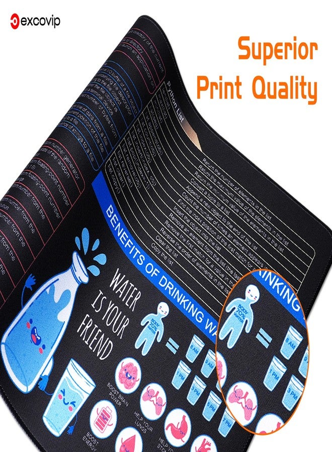 excovip Python Commands Shortcuts Mouse Pad -90x30x0.2 cm Extended Large Cheat Sheet Mousepad PC Office Spreadsheet Keyboard Mouse Mat Non-Slip Stitched Edge 0402 - Image 4