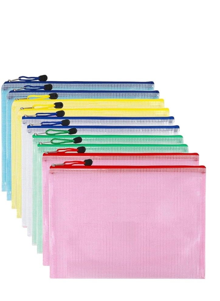 Deli 12-Piece Zipper Plastic Mesh Stationery Bag Set Multicolor (color may vary) - Image 1