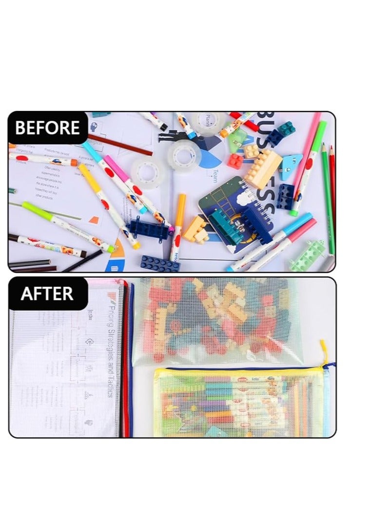 Deli 12-Piece Zipper Plastic Mesh Stationery Bag Set Multicolor (color may vary) - Image 4