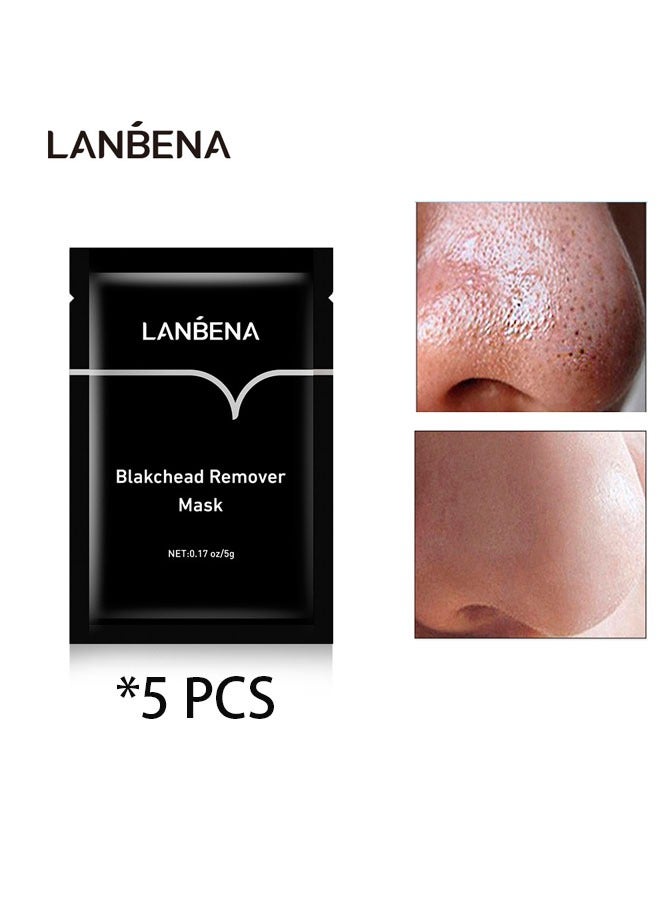 LANBENA 5 PCS Blackhead Remover Mask（Nose） Bamboo Charcoal Blackhead Removal Mask, Deep Cleansing Nose Pores + Oil Control + Moisturizing / Farewell Strawberry Nose - Image 1