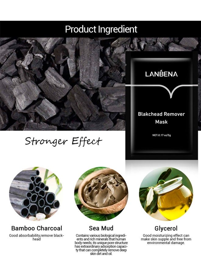 LANBENA 5 PCS Blackhead Remover Mask（Nose） Bamboo Charcoal Blackhead Removal Mask, Deep Cleansing Nose Pores + Oil Control + Moisturizing / Farewell Strawberry Nose - Image 4