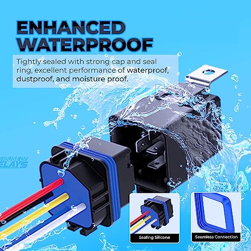 Gebildet 2pcs 40/30 Amp Waterproof Relay Switch 12AWG Harness Set with Built-in Diode- 12V DC 5-Pin SPDT Automotive Relays Hot Wires - Image 2