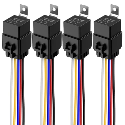 Gebildet 2pcs 40/30 Amp Waterproof Relay Switch 12AWG Harness Set with Built-in Diode- 12V DC 5-Pin SPDT Automotive Relays Hot Wires - Image 1