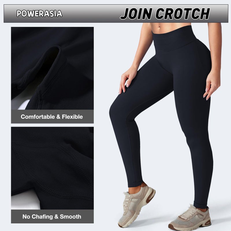 POWERASIA Seamless Impact Leggings Hidden Scrunch Butt Lifting Leggings for Women Booty Workout Tights Mid Low Waist Tummy Control Compression Fitness Gym Womens V Back Yoga Pants - Image 5