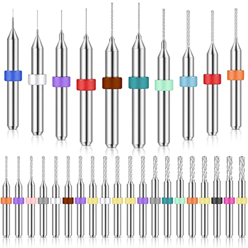 Lothee Shank Tungsten Carbide Micro Drill Bits Set, Tungsten Steel PCB Print Circuit Board Flute CNC Router Bits for Rough Stone Print Circuit Board Jewelry Engraving (30 Pcs, 0.1-3.0 mm) - Image 1