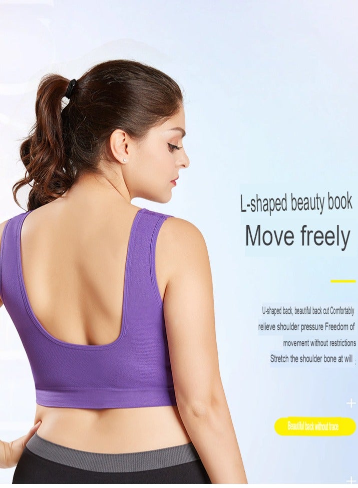 AROAQ Women Sports Bra, Fitness Sports Yoga Bra with Removable Padding, Double-layer Seamless Sports Bra without Rims, Comfortable Soft Bra for Workouts Running Yoga Trainings, (Size 3XL, Light Blue)  - Image 3