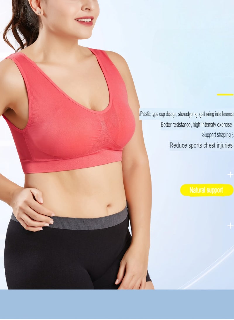AROAQ Women Sports Bra, Fitness Sports Yoga Bra with Removable Padding, Double-layer Seamless Sports Bra without Rims, Comfortable Soft Bra for Workouts Running Yoga Trainings, (Size 3XL, Light Blue)  - Image 2