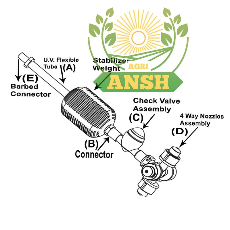 AGRIANSH Irrigation Fogger Sprayer System Mist Cooling Kit 4 Way Assembly Unit with Check Valve for Garden, Farm, Agriculture, Green houses, Poultry Farm-Pack of 20 - Image 5
