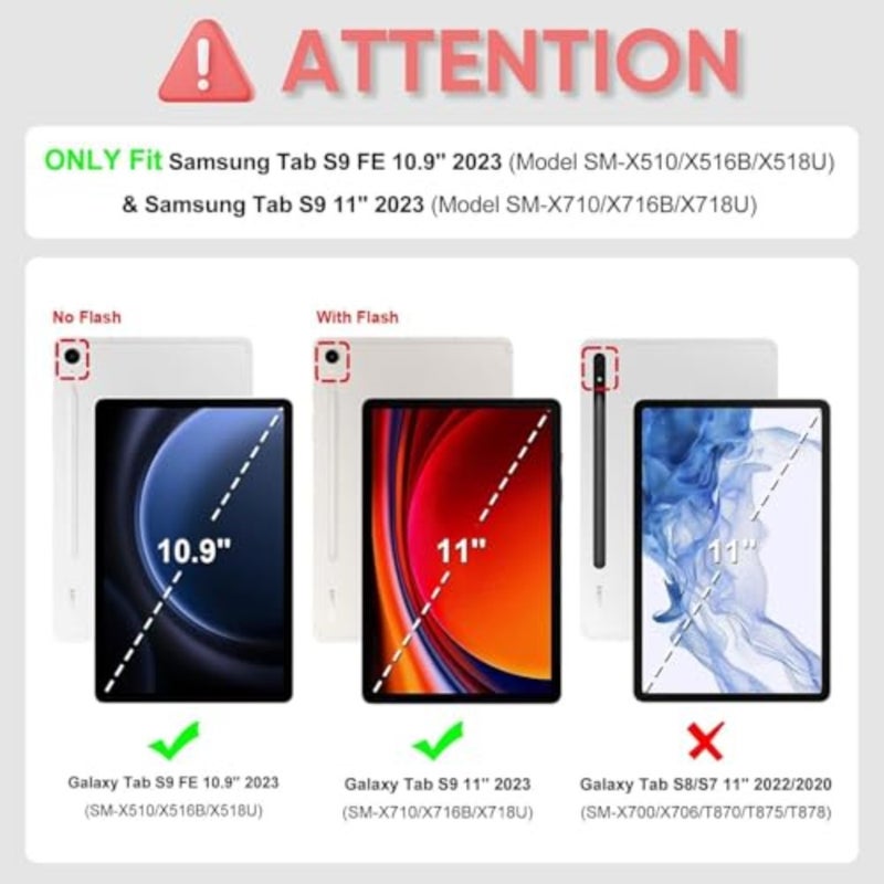 حافظة لوحة مفاتيح قابلة للفصل لجهاز Galaxy Tab S9/S9 FE/S10 FE/S10 Lite لجهاز Samsung Galaxy Tab S9، S9 FE، S10 FE S10 Lite 10.9/11 بوصة، لوحة تتبع متعددة اللمس، حامل أقلام رصاص، حامل قابل للتعديل - Image 2