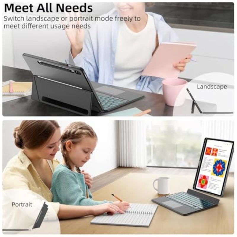 حافظة لوحة مفاتيح قابلة للفصل لجهاز Galaxy Tab S9/S9 FE/S10 FE/S10 Lite لجهاز Samsung Galaxy Tab S9، S9 FE، S10 FE S10 Lite 10.9/11 بوصة، لوحة تتبع متعددة اللمس، حامل أقلام رصاص، حامل قابل للتعديل - Image 4