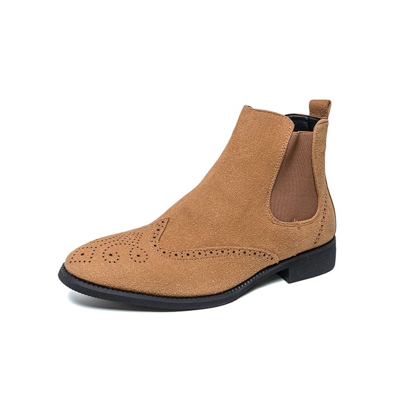 High-Top Leather Boots For Men 2026 Martin Boots Carved Chelsea Boots Suede Fashion Large Size Leather Boots For Men - Image 1