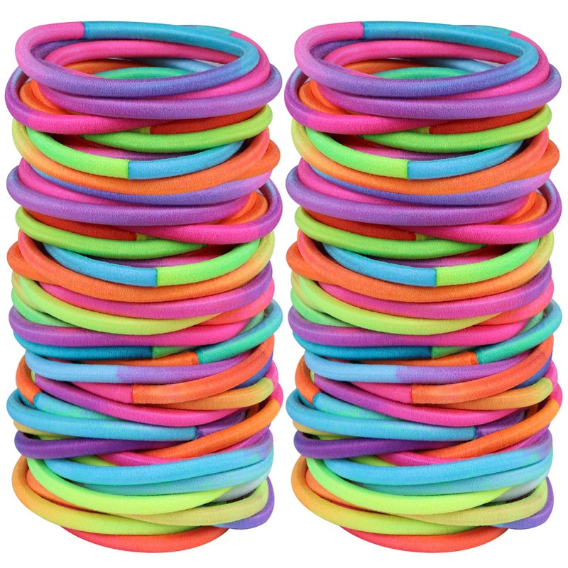Hageolan 120 Pcs No Damage Elastics Hair Ties, Assorted Hair Bands Perfect for Medium to Thick Hair, Multicolor Pony tails Holders for Men, Women, Girls and Boys (4mm) - Image 1