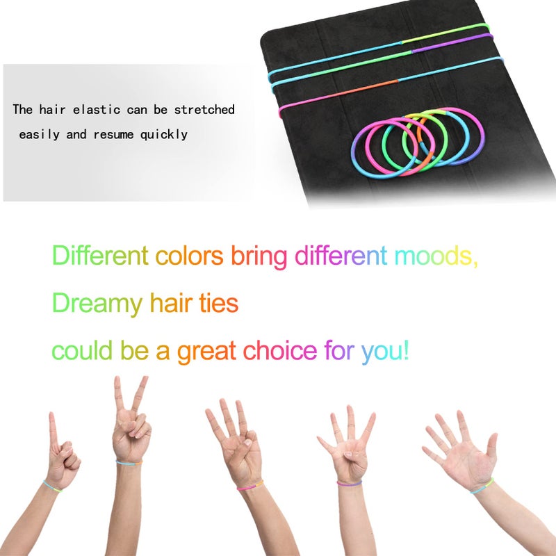Hageolan 120 Pcs No Damage Elastics Hair Ties, Assorted Hair Bands Perfect for Medium to Thick Hair, Multicolor Pony tails Holders for Men, Women, Girls and Boys (4mm) - Image 4