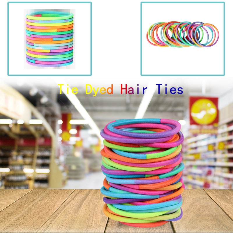 Hageolan 120 Pcs No Damage Elastics Hair Ties, Assorted Hair Bands Perfect for Medium to Thick Hair, Multicolor Pony tails Holders for Men, Women, Girls and Boys (4mm) - Image 3