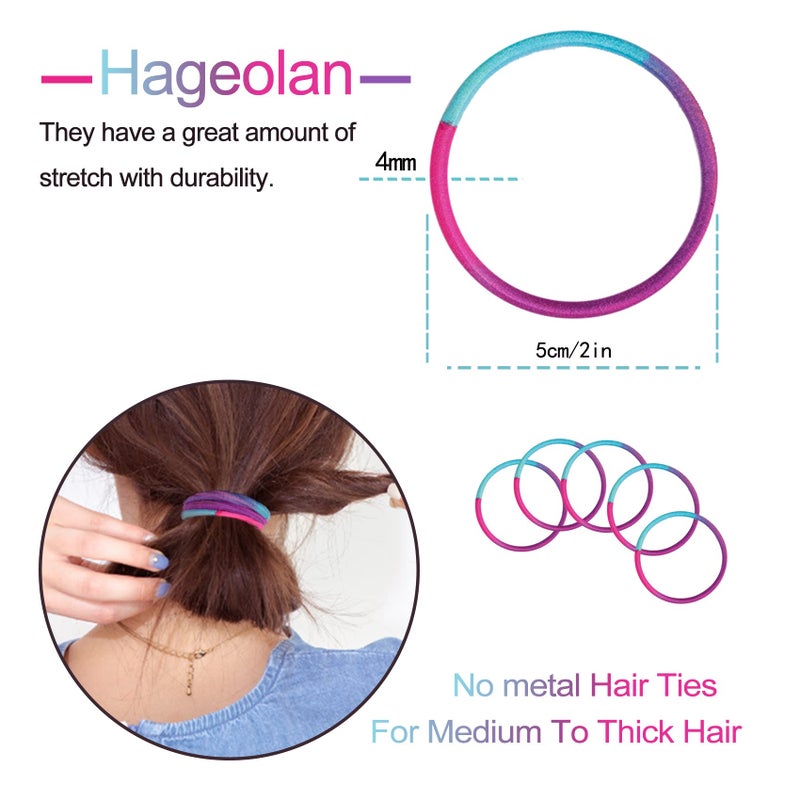 Hageolan 120 Pcs No Damage Elastics Hair Ties, Assorted Hair Bands Perfect for Medium to Thick Hair, Multicolor Pony tails Holders for Men, Women, Girls and Boys (4mm) - Image 2