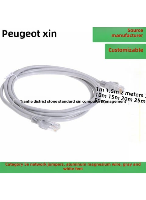 Mechanism Finished Network Cable 1/1.5/2/3/5/10/15/20 M Computer Router Cable Network Jumper-Color:Gray White-Line Length:40 M
