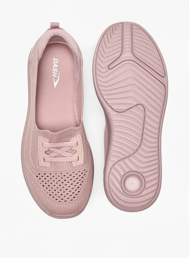داش Textured Slip-On Sports Shoes with Lace-Up Detail
