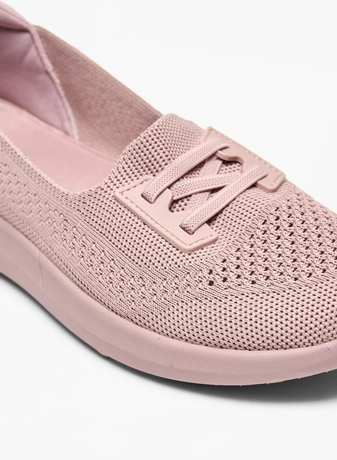 داش Textured Slip-On Sports Shoes with Lace-Up Detail