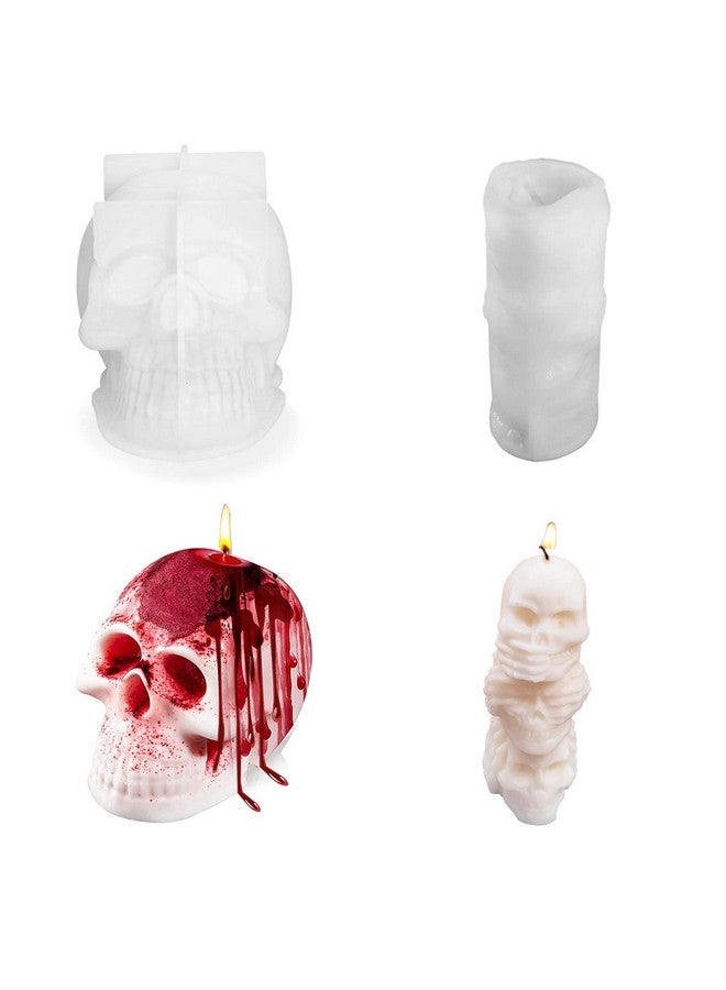 Silicone Skull Candle Molds, Maehsab 3D Skeleton Wax Candle Making Mould For Candle Handmade Diy, Skull Ghost Resin Epoxy Mold, Skull Shape Scented Candle Mold For Halloween Party Art Craft