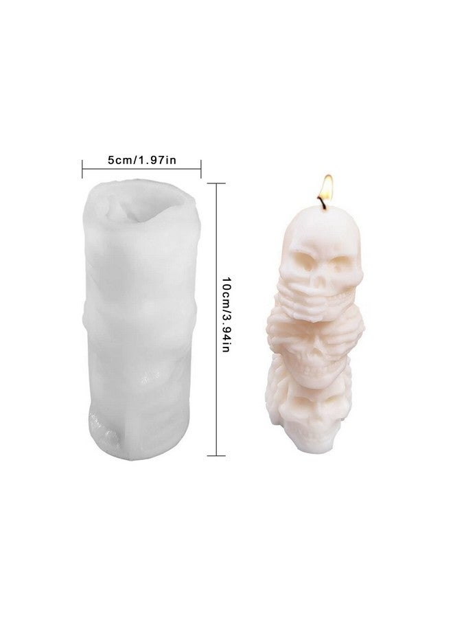 Silicone Skull Candle Molds, Maehsab 3D Skeleton Wax Candle Making Mould For Candle Handmade Diy, Skull Ghost Resin Epoxy Mold, Skull Shape Scented Candle Mold For Halloween Party Art Craft