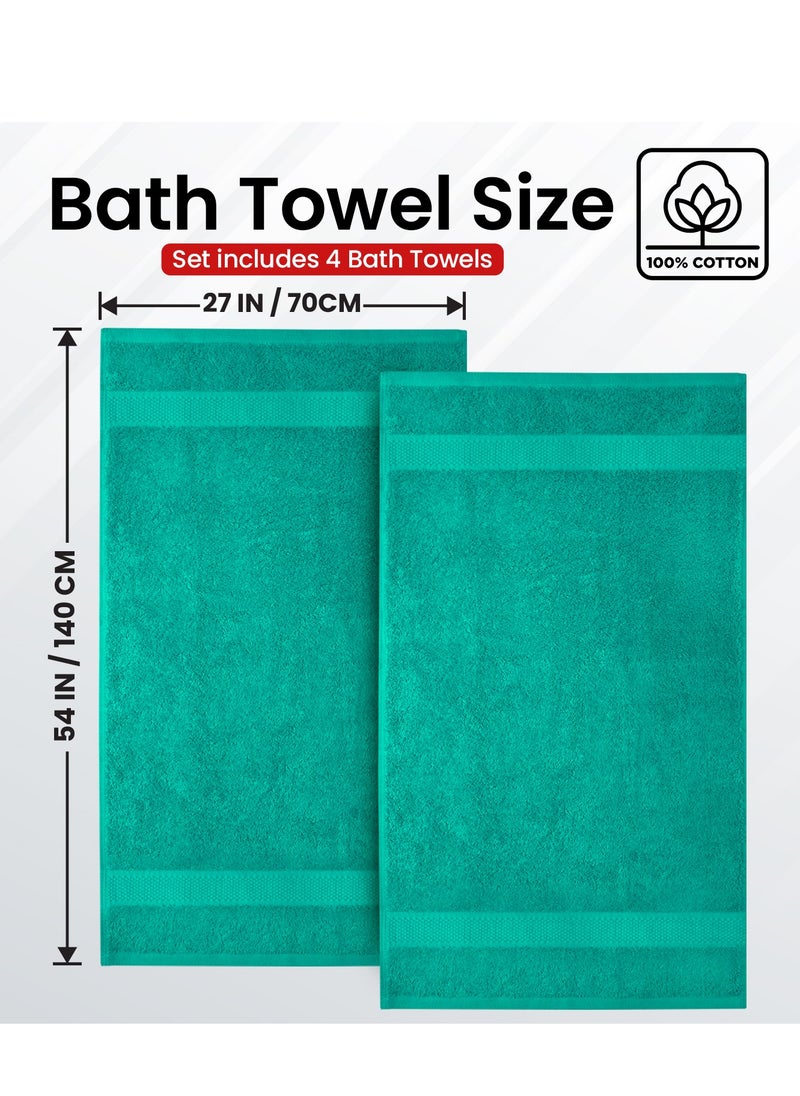 Infinitee Xclusives Premium Bath Towels Set Pack of 4-100% Ring Spun Cotton Towels - Green Bath Towels 68cm x 137cm - Soft Feel, Quick Dry, Highly Absorbent Durable Towels, Perfect for Daily Use by Infinitee Xclusives  - Image 3