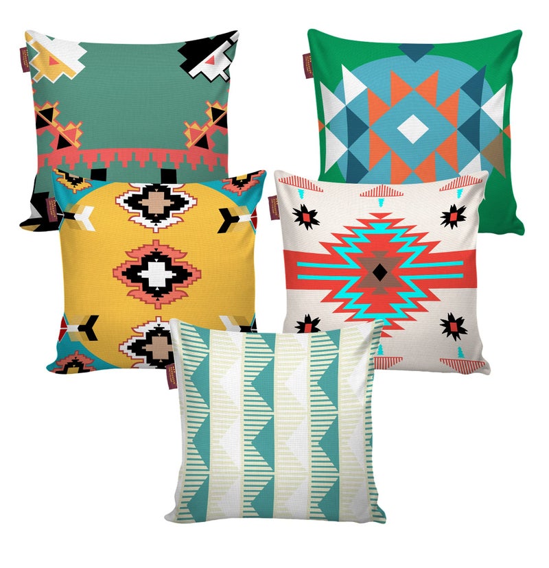 AEROHAVEN Abstract Set of 5 Designer Decorative Throw Pillow/Cushion Covers - CC-146 (20 x 20 inches) - Image 2