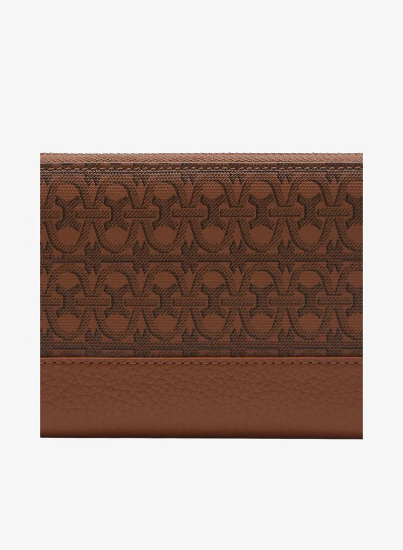 Coccinelle Brown Metallic Coated Monogram Zip Around Wallet for Women | Best Price UAE