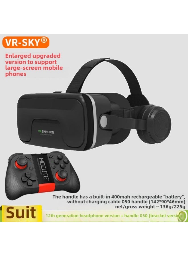 Smart Virtual Reality VR Glasses Headset With Built-In Earphones 3D Glasses For Children Adults Fashion Business And Masses-Color:12 Generation Plus 050 Gamepad - Image 1