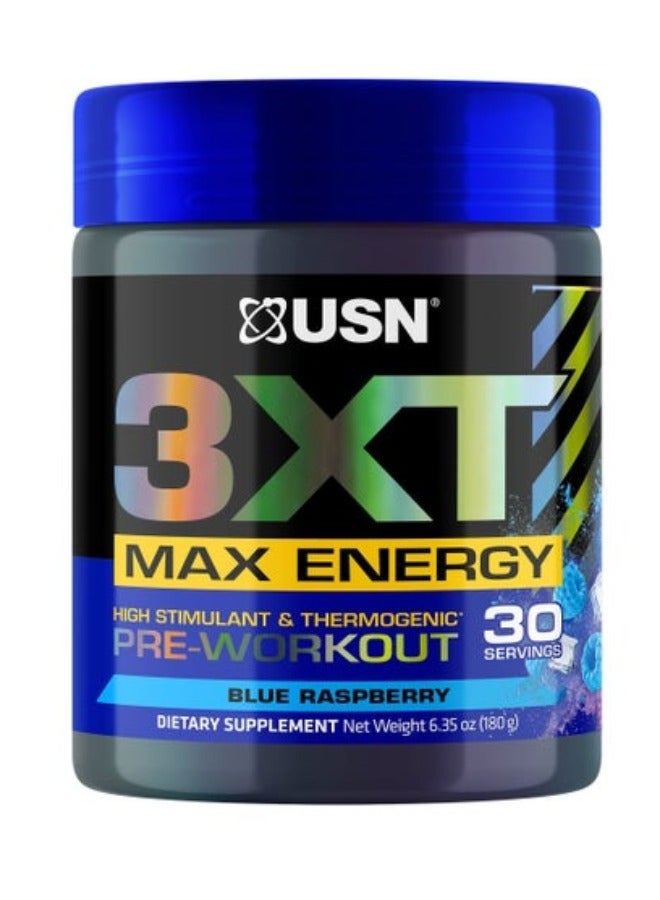 3XT ماكس إنرجي، منشط عالي وحراري قبل التمرين، نكهة توت أزرق، 30 حصة