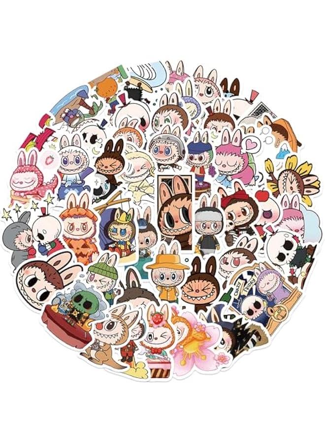 Arabest 50pcs Labubu Cartoon Stickers for Teen Water Bottle, Cool Terror Labubu Waterproof Vinyl Decal for Kids Adult Girl Laptop Skateboard Phone Guitar Travel Case Bike - Image 1