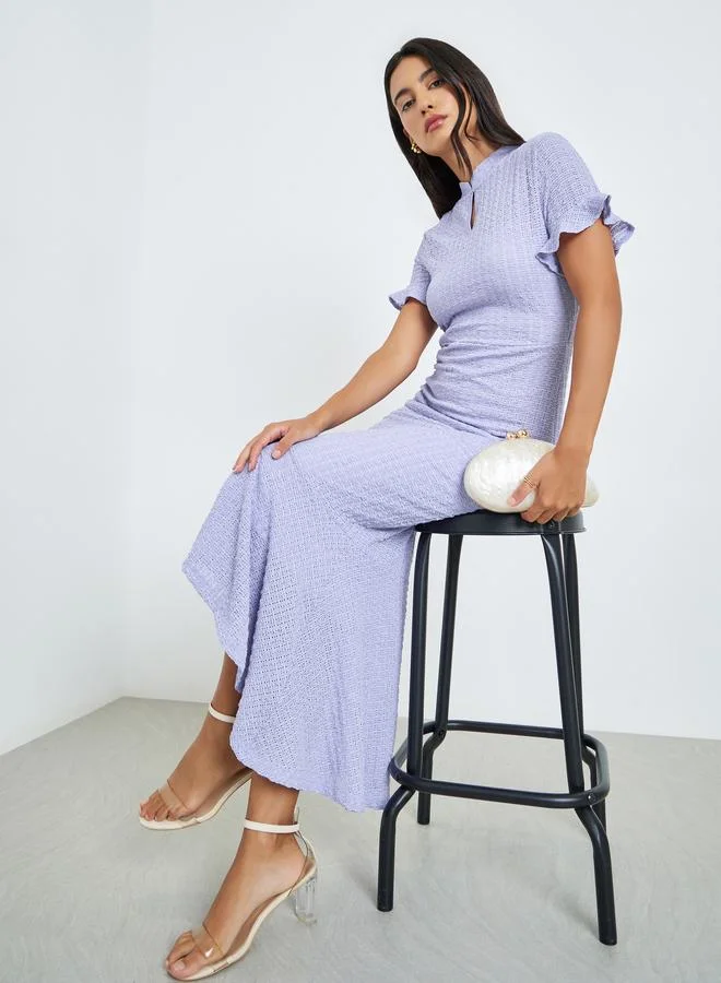 Lilac Textured Mermaid Hem Maxi Dress