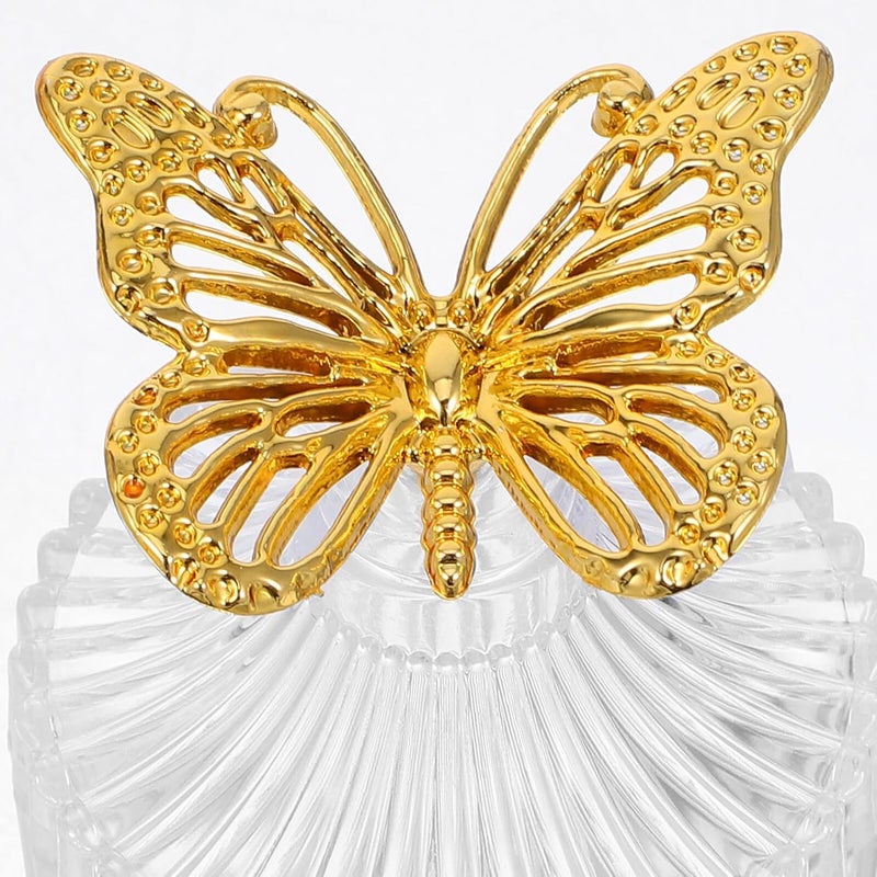 IDEANATEGRATE 12pcs Butterfly-shaped Wedding Candy Boxes round Candy Treat Containers with Electroplated Gold Lid Party Favor Storage for Bridal Shower and Birthday - Image 3