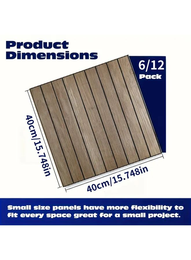 Pine Color 6 Pieces 3D Luxury Retro Grille Wood Grain Self Adhesive Wall Panels Peel And Stick Vinyl Wallpaper Matte Texture For Diy Projects Removable Stain Proof Tile Stickers Kitchen Countertop Furniture Renovation Straight Match Shapes Stripes Home Decor - Image 3