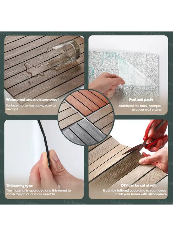 Pine Color 6 Pieces 3D Luxury Retro Grille Wood Grain Self Adhesive Wall Panels Peel And Stick Vinyl Wallpaper Matte Texture For Diy Projects Removable Stain Proof Tile Stickers Kitchen Countertop Furniture Renovation Straight Match Shapes Stripes Home Decor - Image 4