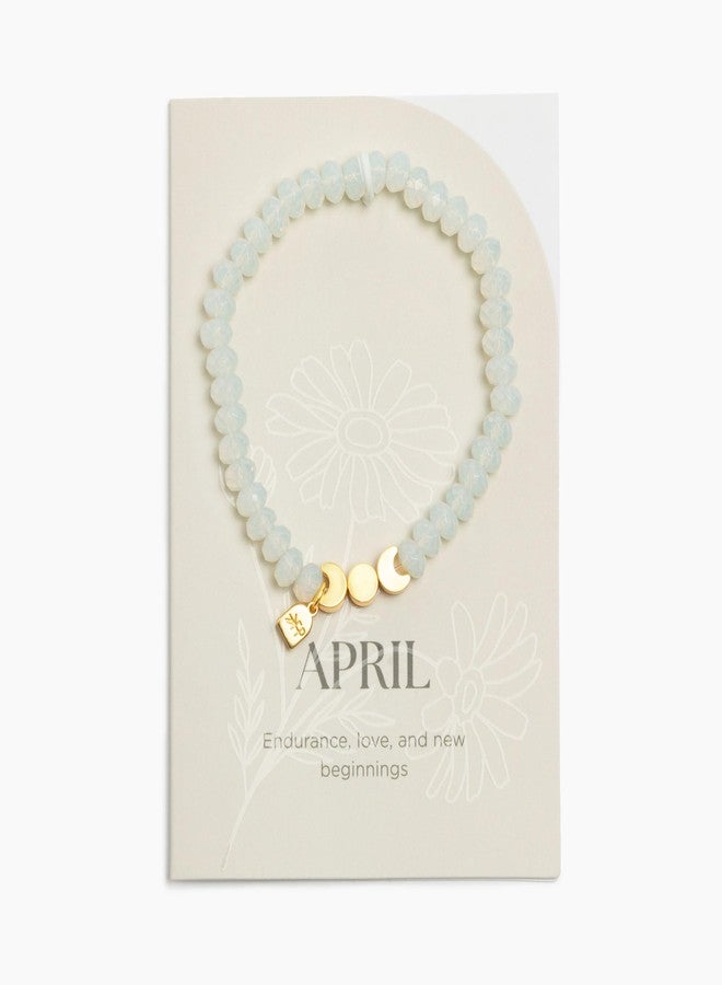 Freshly Picked Beaded April Birthstone Bracelet 7", Semi-Precious Stone Bead, for Women, Mama Gifts (Diamond) - Image 2