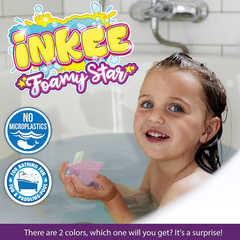 إنكي INKEE Foamy Star Set of 2 Children's Bath Bombs in Star Shape, Blueberry Fragrance Bath Bombs, 2 Colours, Super Creamy إنكي فومي ستار سيت أوف 2 تشيلدرنز باث بومبس إن ستار شيب، بلوبيري فراغرانس باث بومبس، 2 كولورز، سوبر كريمي - Image 3