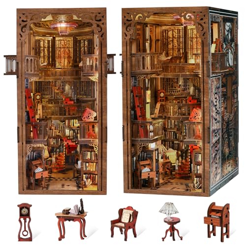 MiniCity Book Nook Kit DIY Dollhouse Booknook Book Nook Miniature Kit for Bookshelf Insert Decor Crafts for Adults Teen Halloween Abbey Library - Image 1