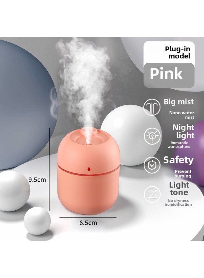 Patented Household Humidifier Small Bedroom Living Room Light Sound Pregnant Women Baby Fog Volume Large Capacity Air Sprayer-Body Color:220ml Pink Box  - Image 1