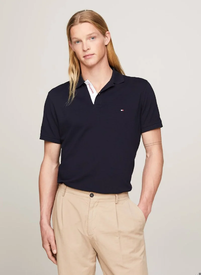 TOMMY HILFIGER Men's Monotype Regular Polo Shirt - Cotton, Black