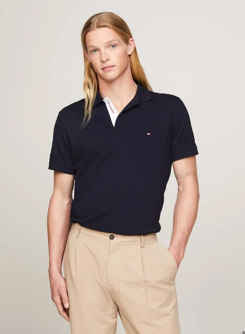 TOMMY HILFIGER Men's Monotype Regular Polo Shirt - Cotton, Black