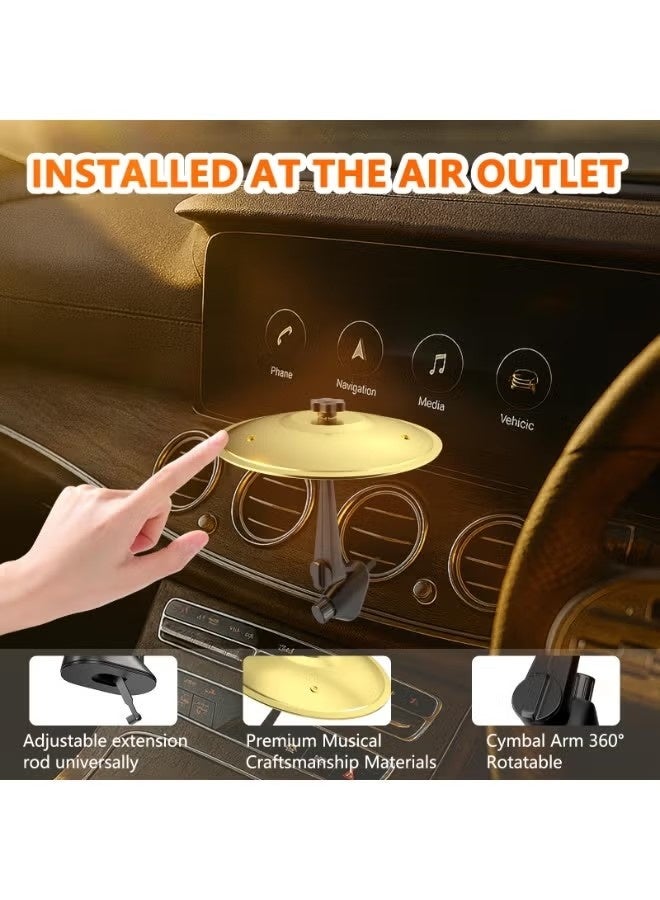 Car Cymbal Drum Vent, Mini Metal Drum Collision Cymbal Suitable For Car Dashboard, Fun Instrument Tool, Suitable For Drummer Music Enthusiasts Gift (Gold) - Image 5