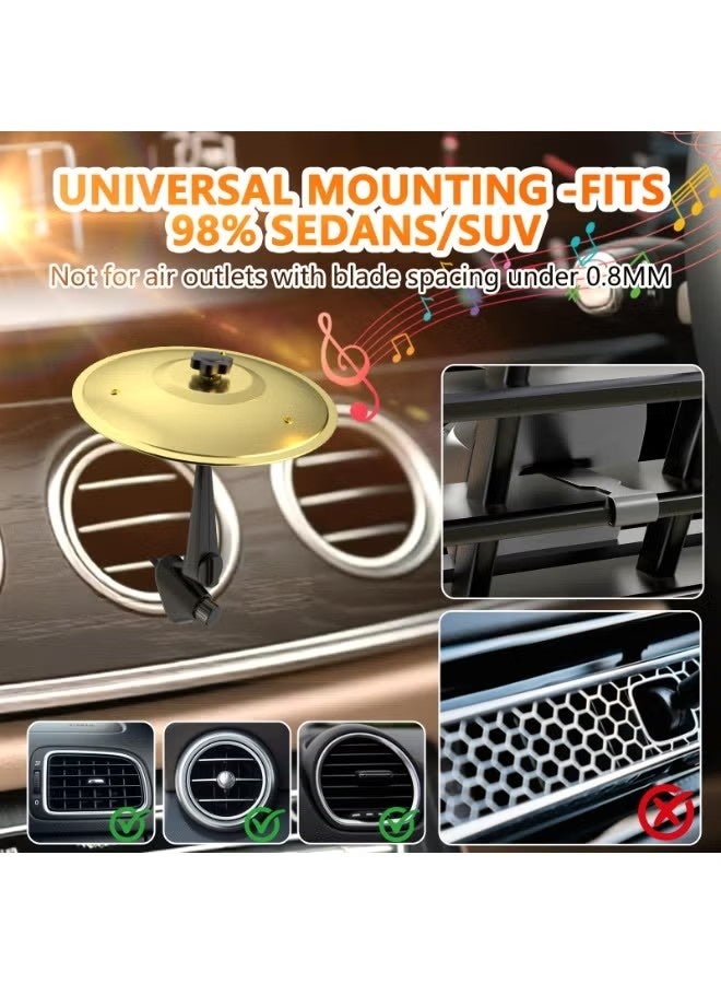 Car Cymbal Drum Vent, Mini Metal Drum Collision Cymbal Suitable For Car Dashboard, Fun Instrument Tool, Suitable For Drummer Music Enthusiasts Gift (Gold) - Image 4