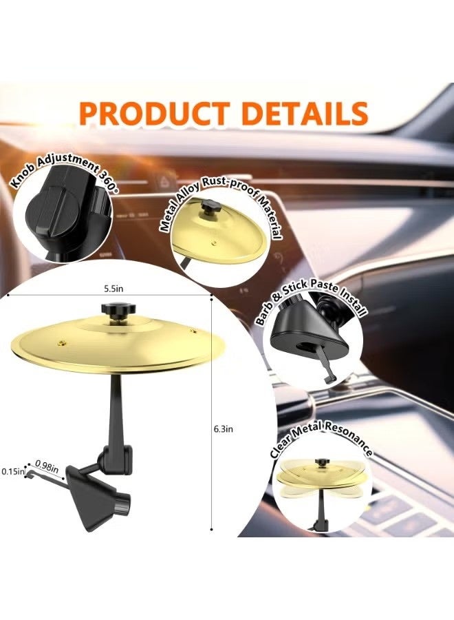 Car Cymbal Drum Vent, Mini Metal Drum Collision Cymbal Suitable For Car Dashboard, Fun Instrument Tool, Suitable For Drummer Music Enthusiasts Gift (Gold) - Image 2