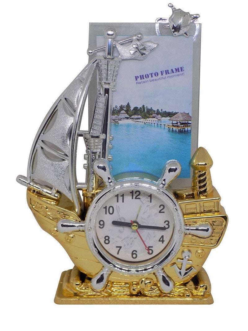 Pelo Set of 6 Duck Shape Clock with Frame for Shelf Designer Small Watch with Frame Golden 45 Gram Pack of 1