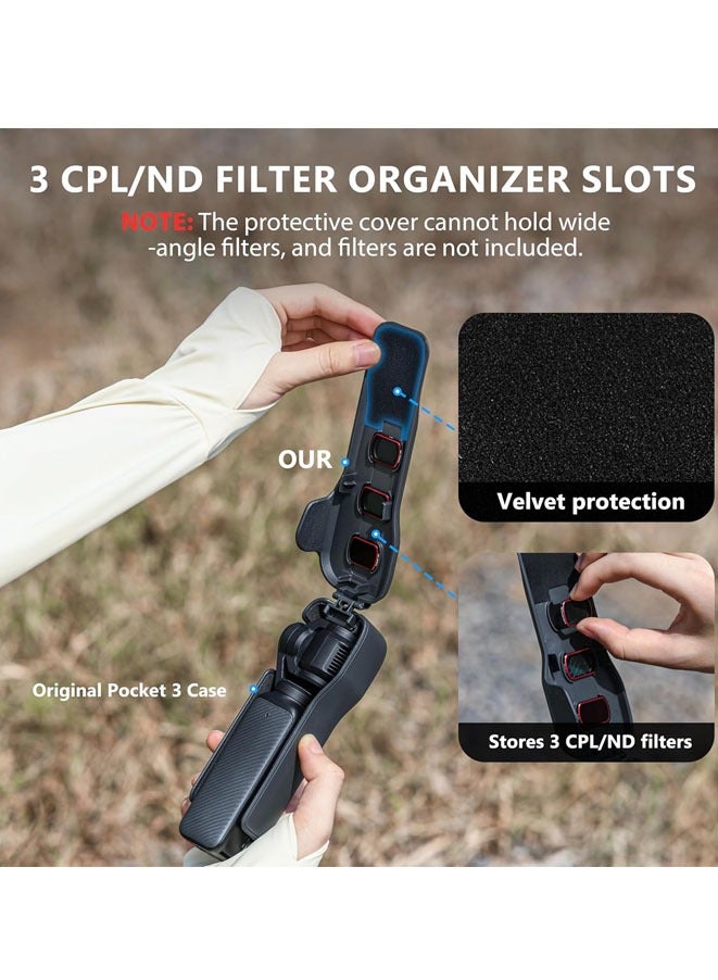 Muyixin Pocket 3 Cover Case for DJI Osmo Pocket 3 Accessories,3 CPL/ND Filter Storage Slots,Protect Pocket 3 Gimbal from Impacts - Image 3
