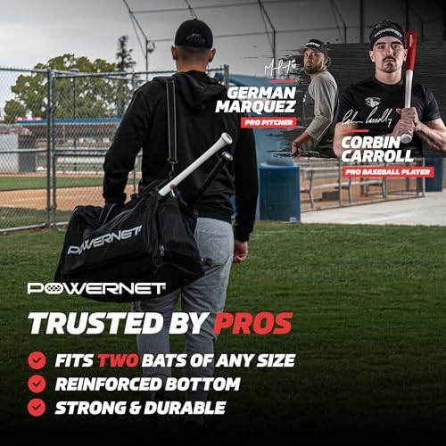 PowerNet Pro Duffle, Softball & Baseball Dual Bat Bag, Baseball Gear Shoulder Bag with Cooler Pocket and Padded Shoulder Strap (Duffle, 1-Count) - Image 2